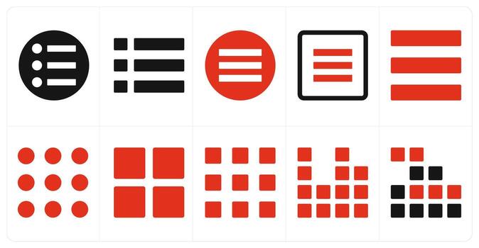 A set of 10 mix icons as bullet list, list, mobile menu vector