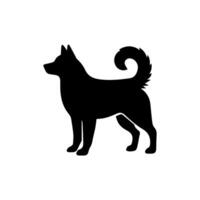 A black and white silhouette of a dog vector