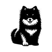 A black and white dog with a white background vector