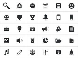 A set of icons representing various concepts including communication, technology, and business. Set of Universal Icons for Web and Mobile vector