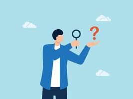 Man Holding Magnifying Glass Searching for Answers vector