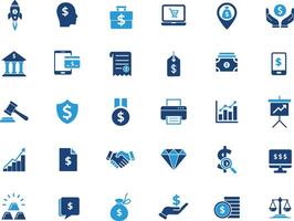 A set of icons representing various business and finance concepts, including money, success, and investment. Business Finance Icons Set Money Success Investment vector