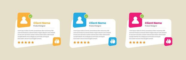Minimalist customer review and client testimonial web card ui kit element design vector
