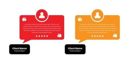 Simple client testimonial and customer review or quote presentation web card design vector