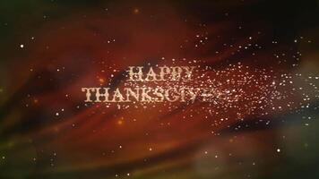 Happy Thanksgiving Autumn Sparkles on Flowing Cloth 4K Loop features a flowing cloth background and particle sparkles that reveal a Happy Thanksgiving message in a loop. video