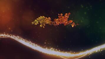 Happy Thanksgiving Leaf Explode 4K Loop features leaves animating on screen with Happy Thanksgiving text and a subtle particle atmosphere in orange and greens with leaves exploding outward in a loop video