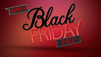 Black Friday Super Sale on Red Gradient 4K Loop features text reading Black Friday Super Sale on and off screen with a red gradient background in a loop. video