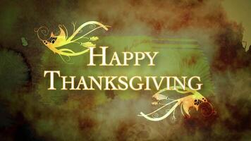 Happy Thanksgiving Grunge Greeting 4K features a Happy Thanksgiving message with scrolling vines and animated grunge background textures. video