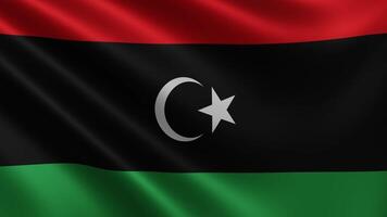 The Libyan flag flutters close-up in the wind, of the national flag of video
