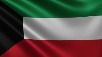 Kuwait flag fluttering in the wind, of the national flag of Kuwait in 3d video