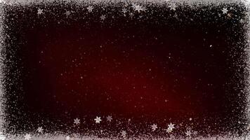 Snow Frame Christmas Dark Red Background 4K Loop features a dark red background with white particles and snowflakes emanating from the edges to make a frame in a loop. video