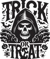Halloween Trick or Treat detail design silhouette illustration on white background vector