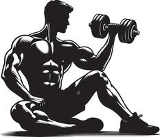 Dumbbell workout routine silhouette illustration isolated on a white background vector