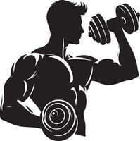 Arm training with dumbbell silhouette illustration isolated on a white background vector