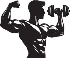 Dumbbell exercise silhouette for gym isolated on a white background vector