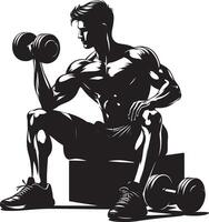 Workout with dumbbell silhouette illustration isolated on a white background vector