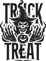 Halloween Trick or Treat symbol design silhouette illustration on white background vector