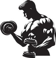 Bicep exercise dumbbell silhouette illustration isolated on a white background vector