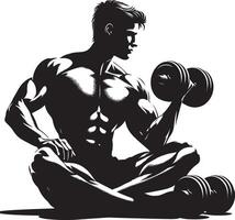 Dumbbell hand routine silhouette illustration isolated on a white background vector