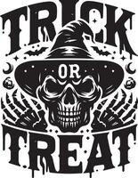 Trick or treat halloween typography design silhouette illustration isolated on a white background vector