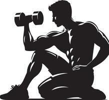 Arm exercise dumbbell silhouette illustration isolated on a white background vector
