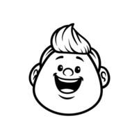 fat boy head cartoon drawing coloring line art style sketch classic vintage design illustration vector