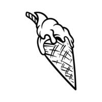 ice cream cone drawing coloring line art style sketch classic vintage design illustration vector
