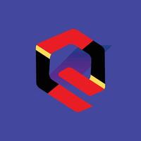 Black and Red Modern Geometric Initial Q Abstract Logo. vector