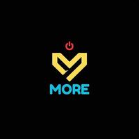 Colorful M Logo with Power Button and More Text. vector