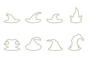 Simple halloween hat outline design set vector