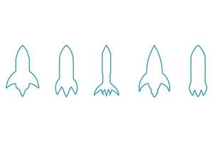 Simple rocket outline illustration design set vector