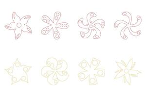 Botanical flower outline design set. Decorative floral icon vector