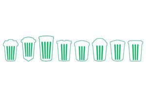 Simple trash can outline illustration design set vector
