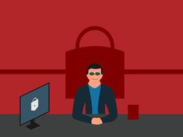 Cyber security flat design illustration red vector
