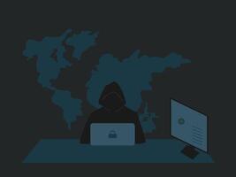 Cyber security flat design illustration dark vector