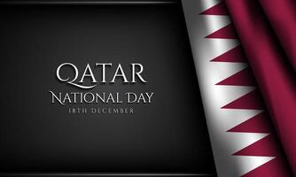 Qatar National Day Background Design with Qatar Flag on Black Background. vector