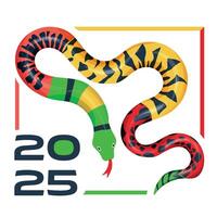 Cute colorful snake flat. Happy Chinese symbol of new year 2025 banner, card. Animal zodiac character. For calendars, flyers, web. vector