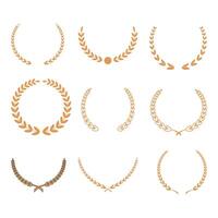 Set of laurel wreathe design vectors