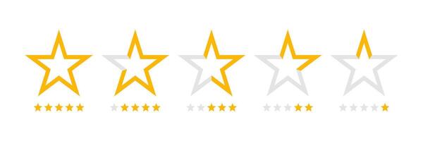 Five star quality rating icon. Rating scale from 1 to 5. Big stars with mini stars. vector