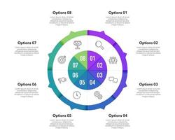 8 part infographic circle chart for project. Business presentation, Poster, Banner, Plan, Report and Diagram. vector