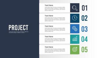 Vertical infographic template for 5 steps business project. Report, Information, roadmap, timeline and business presentation. vector