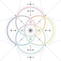 concept of ikigai or mindfulness presented with blueprint element style vector