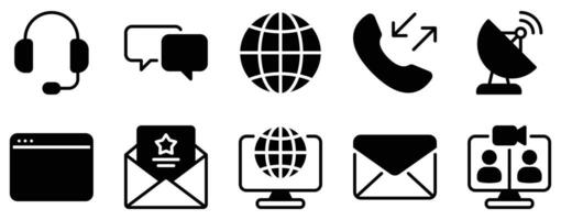 Contacts and Communication Icon Set Streamlined Line Style Collection for Connectivity vector