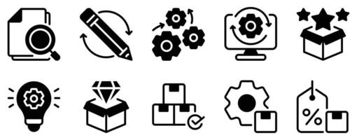 Product Management Icon Set Strategic Line Style Collection for Innovation and Development vector