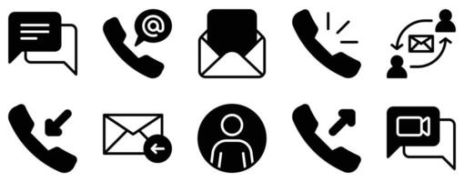 Contacts and Communication Icon Set Bold Solid Style Collection for Seamless Connectivity vector