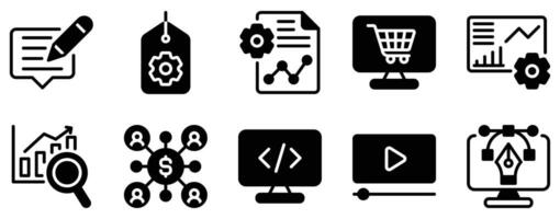 SEO and Marketing Icon Set Optimized Line Style Collection for Digital Growth vector