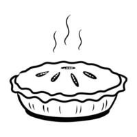 A hand drawn style icon of hot pie serving vector