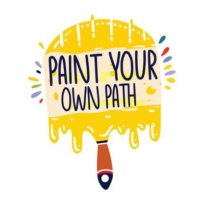 Painting brush with text paint your own path flat sticker