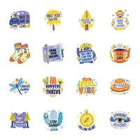 Trendy Set of Hippie Vibes Flat Stickers vector