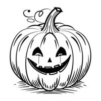 A doodle style icon of pumpkin with scary carving vector